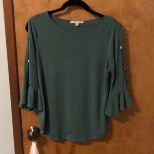 Green Blouse Button Sleeves
